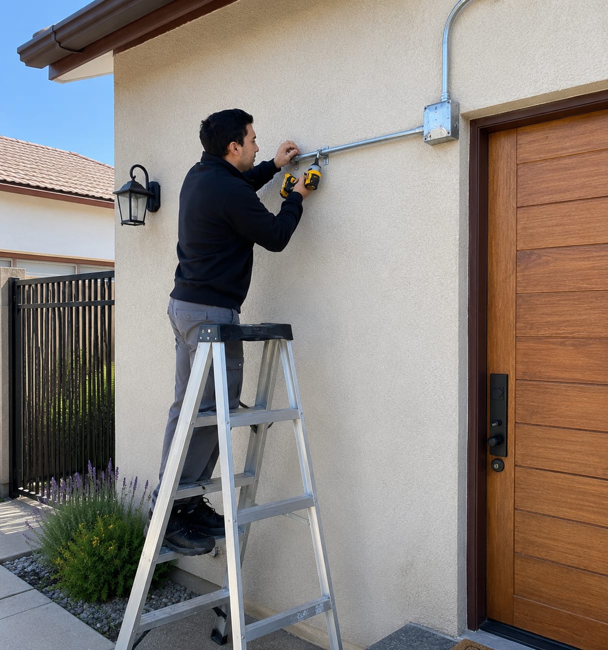 Instalación eléctrica exterior realizada por ELECTROVOLT TEMPLE SPA.